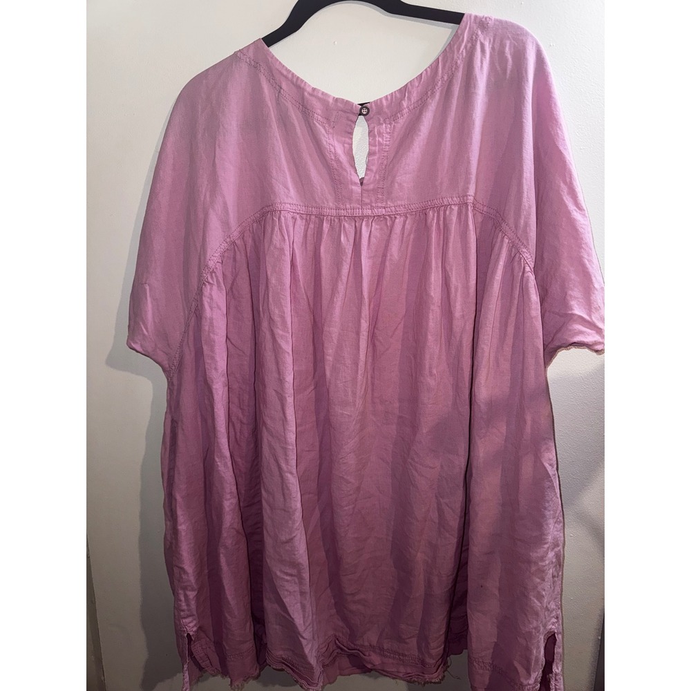 We The Free Pink Linen Moon City Tunic Top XL Boho Frayed Hem Boho - Picture 10 of 11